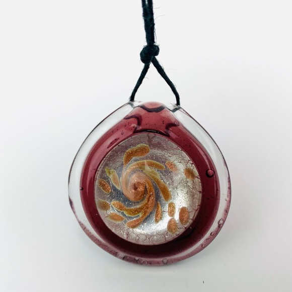 Glass Pendant Clear Amethyst Copper and Silver Lamp Glass Pendant - Picture 10 of 10